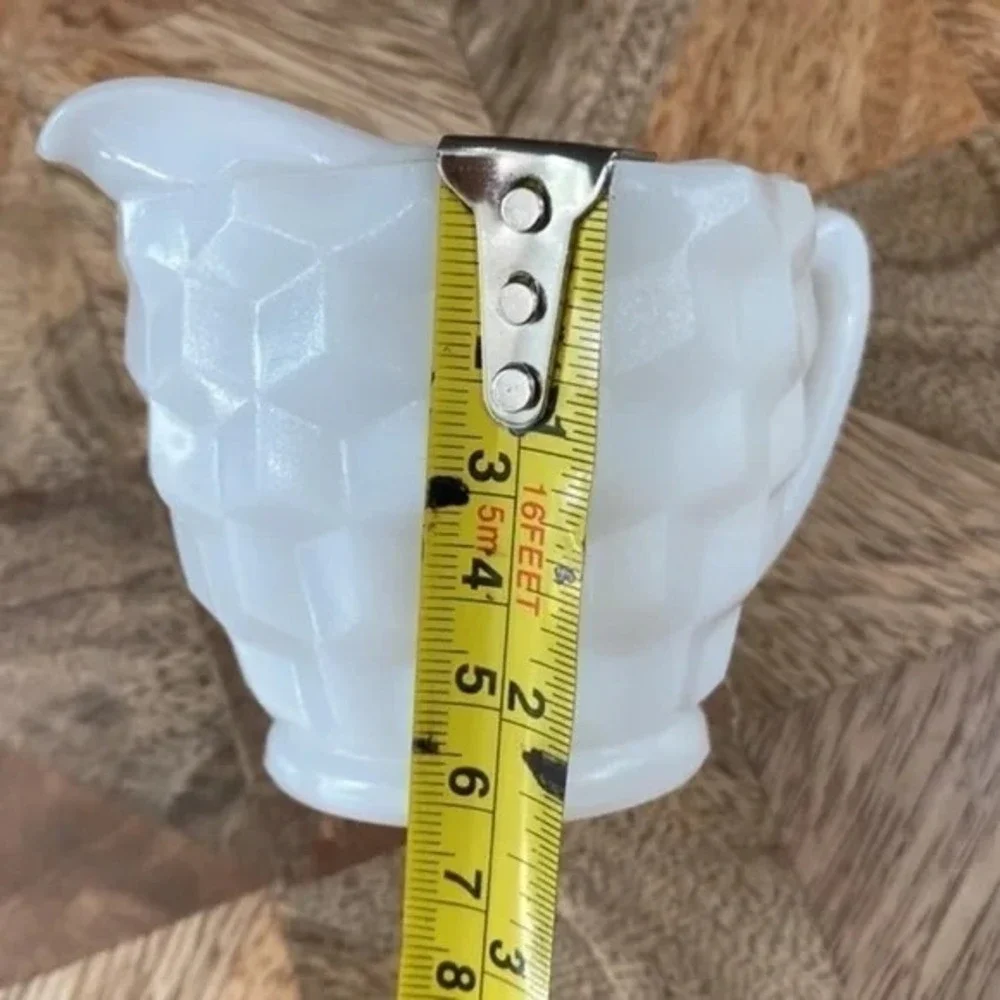 Cube Milk Glass Creamer Vintage